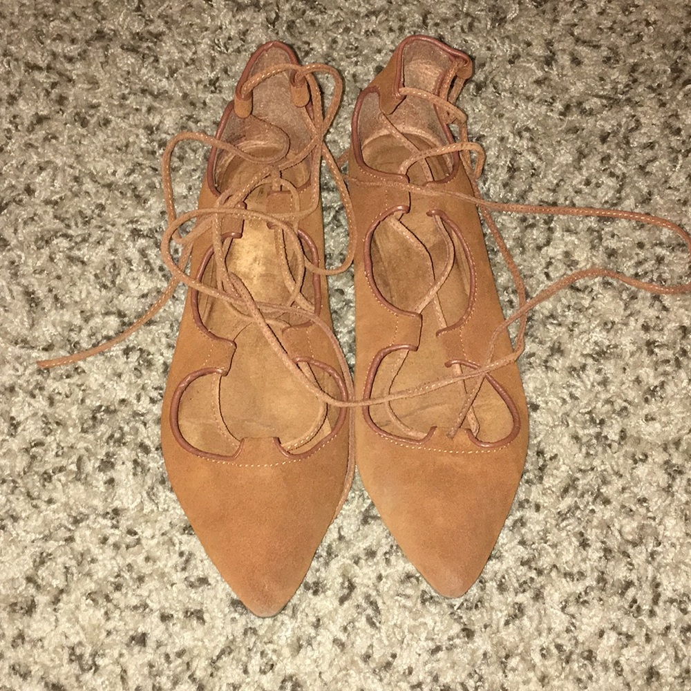 Brown suede material gap flats